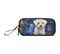 ISAOA Cute Dog Under The Starry Sky - Estuche para lápices de gran capacidad con 3 compartimentos, portátil, gran almacenamiento, para adolescentes, niños, niñas, adultos y estudiantes, Lindo perro
