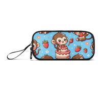 ISAOA Cute Monkey in Various Poses - Estuche para lápices de gran capacidad, 3 compartimentos, portátil, gran almacenamiento, para adolescentes, niños, niñas, adultos, estudiantes, Bonito mono en