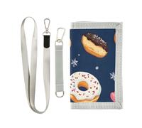 ISAOA Delicioso patrón de pan para niños y niñas, cartera triple con bolsillo para monedas con cremallera y tarjeteros, cartera novedosa para regalos de cumpleaños para niños