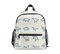 ISAOA Dinosaurs Line Icons - Mochila infantil para niños y niñas, bonita bolsa de guardería, mochila preescolar con correa para el pecho, mini bolsa de viaje, multicolor