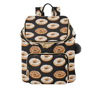 ISAOA Donut on Black Background - Mochila de moda para mujer, bolso de hombro, casual, mochila de viaje, bolsa de mujer, 15 L