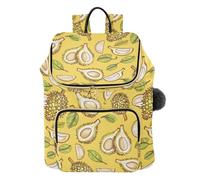 ISAOA Durian and Leaves on Yellow Background Fashion Backpack Purse for Women Shoulder Bag Casual Daypack Travel Ladies Bag 15L