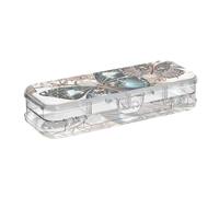 ISAOA Estuche colorido floral con mariposa para lápices con tapa a presión, estuche transparente de doble cubierta con 4 reglas, organizador de almacenamiento para bolígrafos para la escuela y la