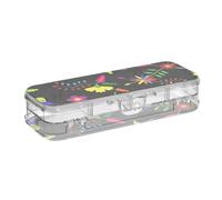 ISAOA Estuche colorido mexicano floral con tapa a presión, estuche transparente de doble cubierta con 4 reglas, organizador de almacenamiento de bolígrafos para la escuela y la oficina