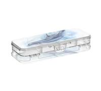 ISAOA Estuche para lápices con diseño de delfín, diseño abstracto del océano y el mar con tapa a presión, estuche transparente de doble cubierta con 4 reglas, organizador de almacenamiento de