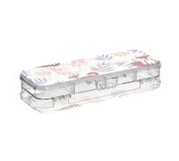 ISAOA Estuche para lápices con diseño floral de zorro rojo con tapa a presión, estuche transparente de doble cubierta con 4 reglas, organizador de almacenamiento de bolígrafos para la escuela y la