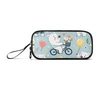 ISAOA Estuche para lápices de dibujos animados de osos polares de gran capacidad, 3 compartimentos, portátil, grande, para adolescentes, niños, niñas, adultos y estudiantes, Bonitos osos polares de