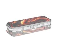 ISAOA Estuche para lápices de dragón de fuego con tapa a presión, estuche transparente de doble cubierta con 4 reglas, organizador de almacenamiento de bolígrafos para la escuela y la oficina