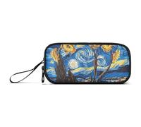 ISAOA Estuche para lápices de gran capacidad con 3 compartimentos, diseño de noche estrellada que florece en flores, estuche portátil de almacenamiento grande para adolescentes, niños, niñas, adultos