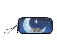 ISAOA Estuche para lápices de gran capacidad con diseño de gato, campanillas de viento, luna, 3 compartimentos, portátil, grande, para adolescentes, niños, niñas, adultos y estudiantes, Carillones de