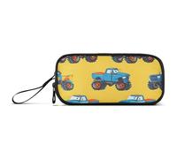 ISAOA Estuche para lápices de gran capacidad con diseño de Monster Trucks de dibujos animados, 3 compartimentos, portátil, grande, para adolescentes, niños, niñas, adultos y estudiantes, Patrón de