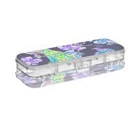 ISAOA Estuche para lápices de pavo real con tapa a presión, estuche transparente de doble cubierta con 4 reglas, organizador de almacenamiento de bolígrafos para la escuela y la oficina