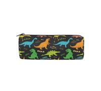 ISAOA Estuche para lápices, diseño de dinosaurios, color negro, redondo, para guardar bolígrafos, ideal para niños, estudiantes u oficiales, bolsa de maquillaje de viaje, #01, talla única, Encantador
