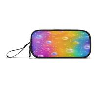 ISAOA Estuche para lápices, estuche de gran capacidad con 3 compartimentos, bolsa de papelería, diseño de burbujas coloridas de arcoíris degradado para suministros escolares y de oficina
