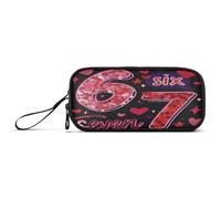 ISAOA Estuche para lápices, estuche de gran capacidad con 3 compartimentos, bolsa de papelería Six Seven Love para suministros escolares y de oficina