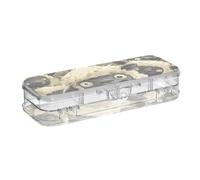 ISAOA Estuche para lápices Happy Sheep con tapa a presión, estuche transparente de doble cubierta con 4 reglas, organizador de almacenamiento de bolígrafos para la escuela y la oficina