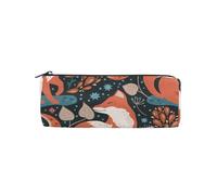 ISAOA Estuche redondo grande para lápices, bolsa de maquillaje, bolsa con cremallera, bolsa de papelería para artículos esenciales diarios, escuela, universidad, trabajo y oficina, zorro, lindo animal