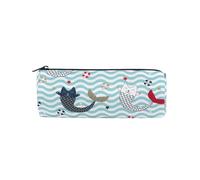 ISAOA Estuche redondo grande para lápices, bolsa de maquillaje, bolsa con cremallera, bolsa de papelería para artículos esenciales diarios, escuela, universidad, trabajo y oficina, lindo gato sirena