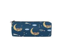 ISAOA Estuche redondo grande para lápices, bolsa de maquillaje, bolsa con cremallera, bolsa de papelería para artículos esenciales diarios, escuela, universidad, trabajo y oficina, lindo perezoso,