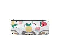 ISAOA Estuche redondo para lápices, diseño de perezoso, frutas, sandía, piña, fresa, flores, bolsa de almacenamiento, bolsa de almacenamiento para bolígrafos, adecuado para niños, estudiantes u