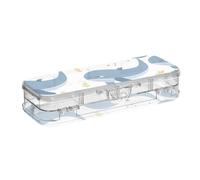 ISAOA Estuche sin costuras de Happy Whale con tapa a presión, estuche transparente de doble cubierta con 4 reglas, organizador de almacenamiento de bolígrafos para la escuela y la oficina