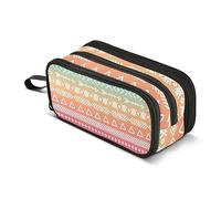 ISAOA Estuches de gran capacidad dibujados a mano geométricos étnicos tribales bohemios a rayas bolsa grande para bolígrafos bolsa de papelería para niñas, niños, adultos estudiantes, #7, Talla única,