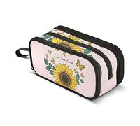 ISAOA Estuches para lápices de gran capacidad, diseño de girasol, mariposa, dibujado, a mano, bolsa para bolígrafos, bolsa de papelería, #209, Talla única, Organizador de bolsas