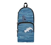 ISAOA Estuches para lápices de gran capacidad, diseño de tiburones sobre rayas blancas y azules, bolsa grande para bolígrafos, bolsa de papelería para niñas, niños, adultos y estudiantes, #7, Talla