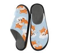ISAOA Fox Cub Pattern in The Clouds - Pantuflas de casa para mujeres y hombres, pantuflas antideslizantes cálidas para interiores y exteriores, talla 34-35, Fox Cub Pattern in the Clouds, 38/39 EU