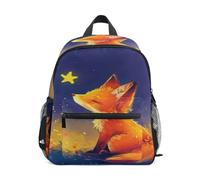 ISAOA Fox under The Starry Night - Mochila escolar pequeña para niños, mochila escolar para niños y niñas