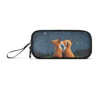 ISAOA Fox Under The Stars - Estuche de gran capacidad con 3 compartimentos, portátil, gran almacenamiento, para adolescentes, niños, niñas, adultos y estudiantes, Fox Under the Stars, Talla única