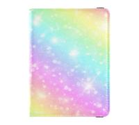 ISAOA Funda para pasaporte, cartera para tarjetas de vacunación, tarjetero de piel, organizador de documentos de viaje con brillo arcoíris, multicolor