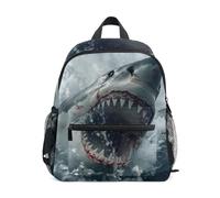 ISAOA Great White Shark - Mochila escolar pequeña para niños, mochila de hombro para preescolar, mochila escolar de jardín de infantes, mochila casual para niños y niñas