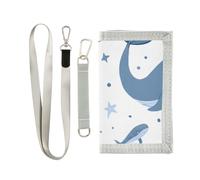 ISAOA Happy Whale - Carteras para niños y niñas, cartera triple con bolsillo para monedas con cremallera y tarjeteros, cartera novedosa para regalos de cumpleaños infantiles