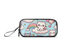 ISAOA Kawaii Cute Cats in The Sky - Estuche para lápices de gran capacidad, 3 compartimentos, portátil, grande, para adolescentes, niños, niñas, adultos y estudiantes, Kawaii Cute Cats in the Sky