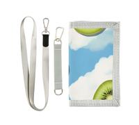 ISAOA Kiwi Fruit Cloud - Carteras para niños y niñas, cartera triple con bolsillo para monedas con cremallera y tarjeteros, cartera novedosa para regalos de cumpleaños para niños