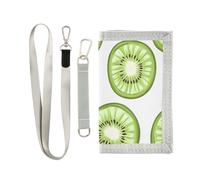 ISAOA Kiwi Slices - Carteras de frutas para niños y niñas, cartera triple con bolsillo para monedas con cremallera y tarjeteros, cartera novedosa para regalos de cumpleaños para niños
