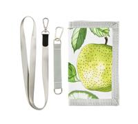 ISAOA Kiwi Uvas sobre fondo blanco, billeteras para niños y niñas, cartera triple con bolsillo para monedas con cremallera y tarjeteros, cartera novedosa para regalos de cumpleaños para niños