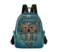 ISAOA Mini mochila diaria para mujer, Estampado de búho bohemio, M