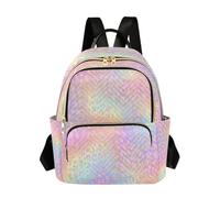 ISAOA Mochila de moda, mini mochila, bolso casual, diario, viajes, estampado de leopardo iridiscente para el trabajo universitario, multicolor, M