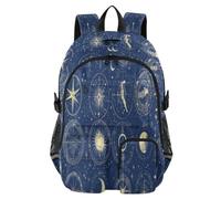 ISAOA Mochila escolar para niños con estuche para bolígrafos, bolsa para libros, galaxia misteriosa azul para primaria, secundaria, escuela secundaria
