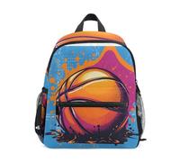 ISAOA Mochila escolar pequeña de baloncesto para niños y niñas, diseño de arte pop, mochila escolar para niños y niñas