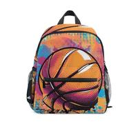 ISAOA Mochila escolar pequeña para niños y niñas con diseño de arte pop de baloncesto, mochila escolar para niños y niñas