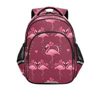 ISAOA Mochila infantil para preescolar o jardín de infantes, día de San Valentín, patrón de amor flamenco, 3-8 años, multicolor, M
