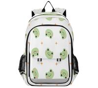 ISAOA Mochila para libros, mochila escolar, bolsa de viaje, diseño de rana verde de dibujos animados, para niñas, niños y adolescentes