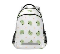 ISAOA Mochila para libros, mochila escolar, bolsa de viaje, diseño de rana verde de dibujos animados, para niñas, niños y adolescentes