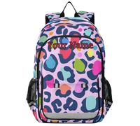 ISAOA Mochila personalizada para niños, mochila escolar para mujeres y hombres, mochila de viaje, mochila de viaje, con estampado de piel de animal en colores arcoíris, mochila escolar ligera y