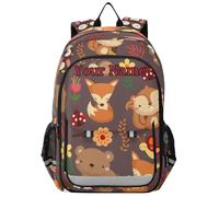ISAOA Mochila personalizada para niños, mochila escolar para mujeres y hombres, mochila para laptop, mochila de viaje, mochila escolar de bosque, oso de zorro, animal del bosque, peso ligero y