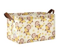 ISAOA Monkey and Banana - Canasta de almacenamiento rectangular plegable con asas para organizar el hogar, cocina, oficina, dormitorio, juguetes, armario, estante