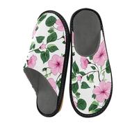 ISAOA Morning Glory - Pantuflas de casa con patrón de gloria para mujeres y hombres, pantuflas antideslizantes cálidas, zapatos de casa para interiores y exteriores, 34-35, Patrón Morning Glory, 39.5
